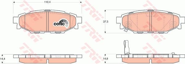 Колодки задние SUBARU Forester / Legacy / Outback TRW GDB3373