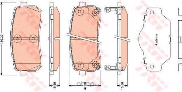 Колодки задние HYUNDAI H-1/Grand Starex 07- TRW GDB3449