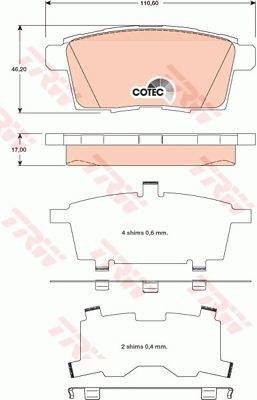 Колодки задние MAZDA CX-7 / CX-9 TRW GDB3472