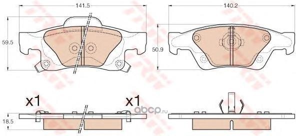 Колодки задние JEEP Grand Cherokee IV 2010-> TRW GDB4448