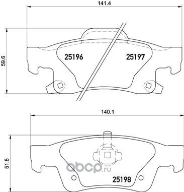 Колодки задние BREMBO P37016