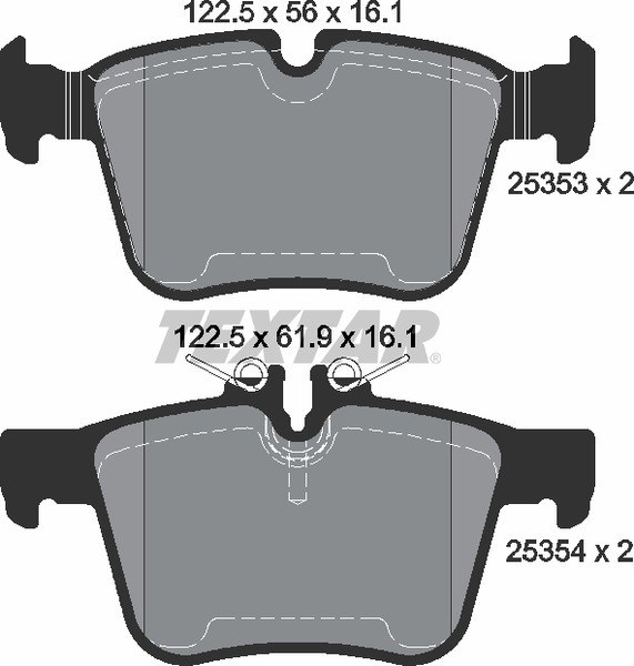 Колодки задние с противошумной пластиной Q+ MB W205 (BBDC) TEXTAR 2535301