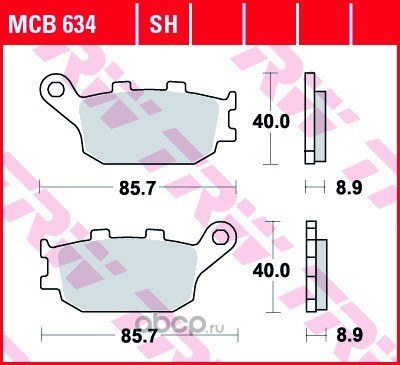 Колодки задние MOTO HONDA/SUZUKI/KAWASAKI TRW MCB634SH