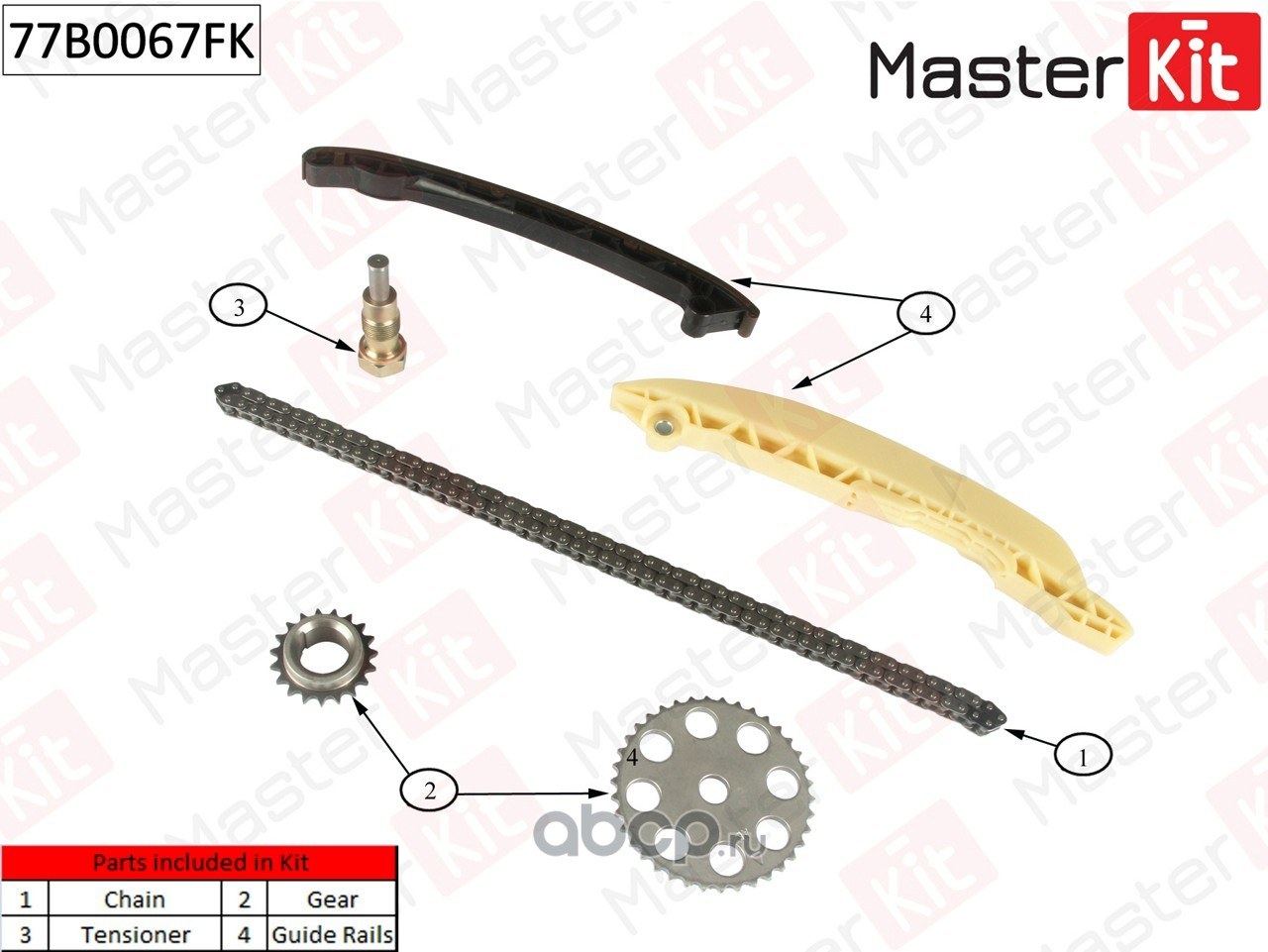 Комплект цепи ГРМ FordFiesta V 1.3i A9JB 01 MASTERKIT 77B0067FK