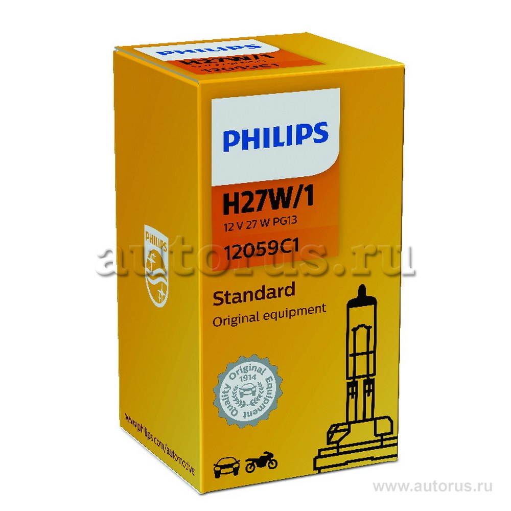 Лампа 12V H27W/1 27W PHILIPS Standard 1 шт. картон 12059C1
