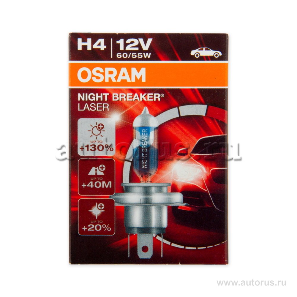 Лампа 12V H4 60/55W P43t OSRAM NIGHT BREAKER LASER 1 шт. блистер 64193NBL-01B