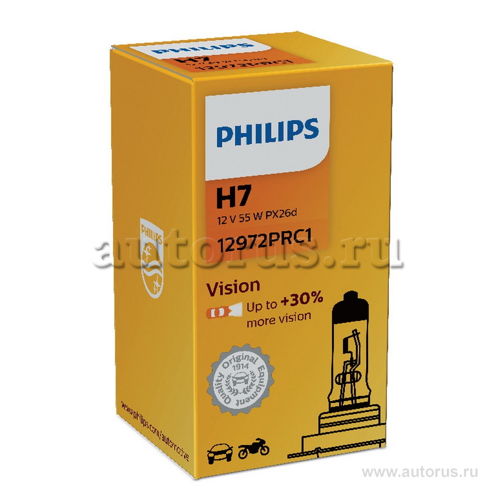 Лампа 12V H7 55W +30% PHILIPS Premium 1 шт. картон 12972PRC1