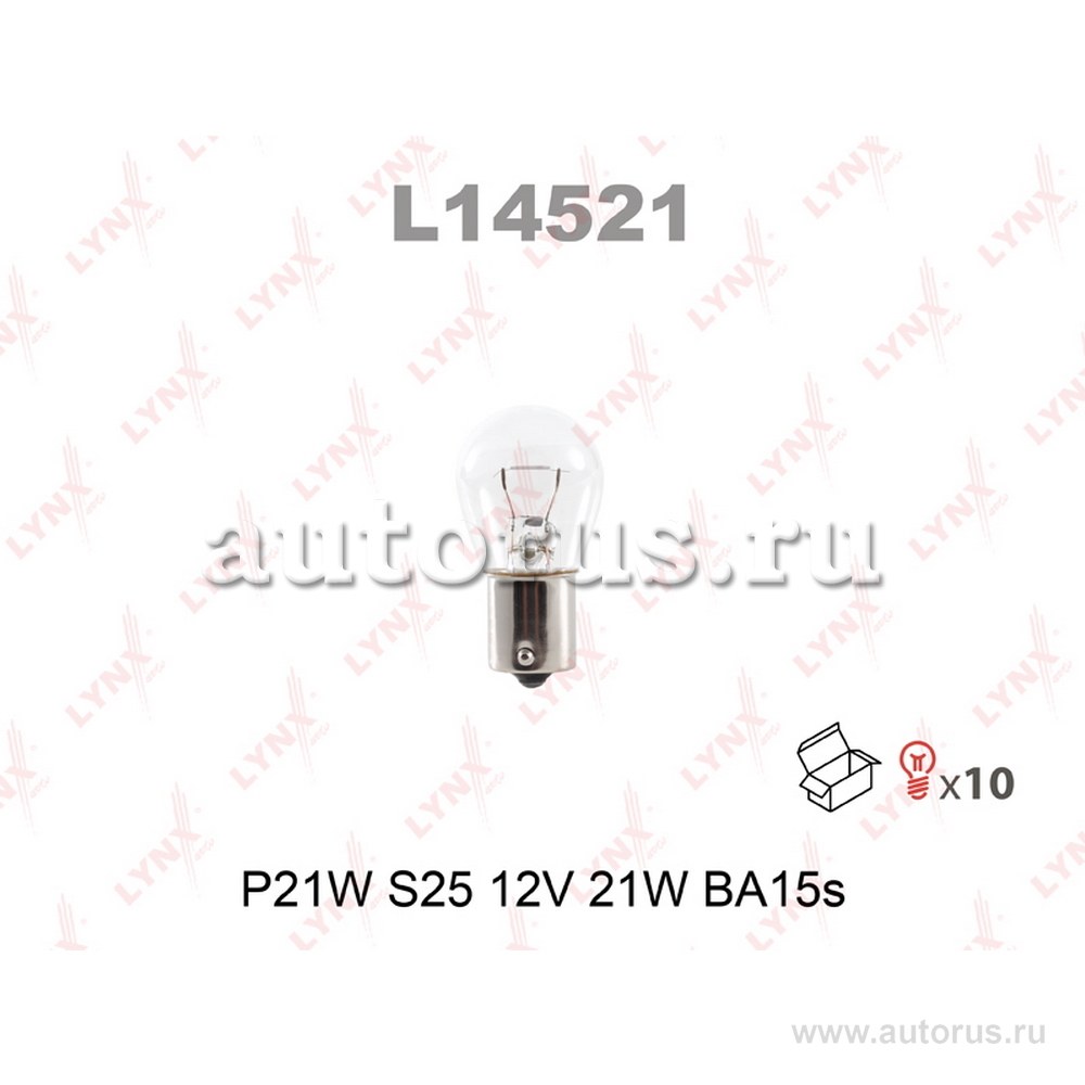 Лампа 12V P21W 21W LYNXauto 1 шт. картон L14521