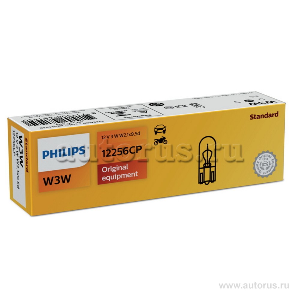 Лампа 12V W3W 3W PHILIPS 1 шт. картон 12256CP
