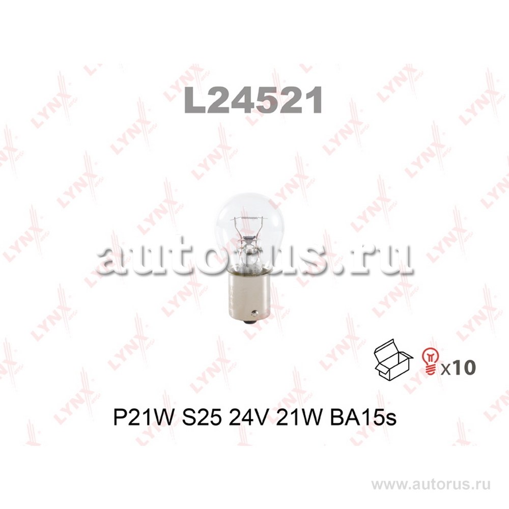 Лампа 24V P21W 21W LYNXauto 1 шт. картон L24521