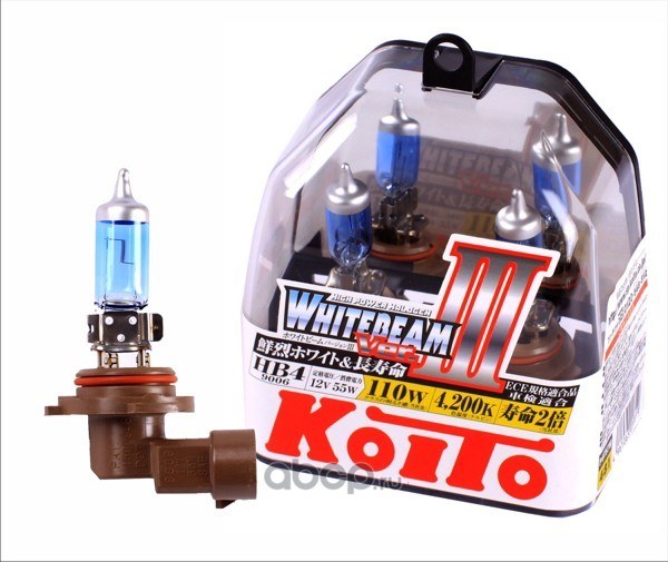 Лампа 12V HB4 55W 4200K KOITO Whitebeam комплект DUOBOX 9006 P0757W