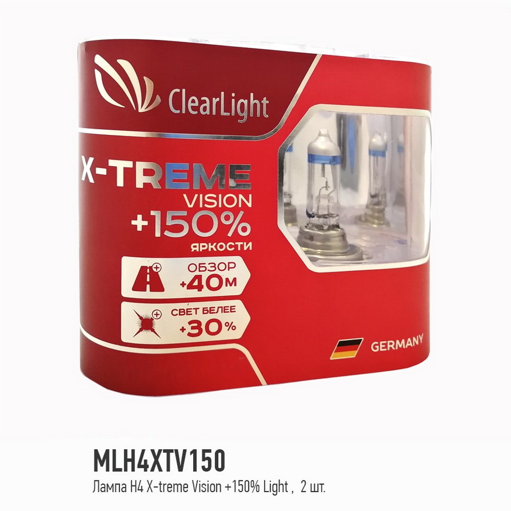 Лампа 12V H4 60/55W +150% ClearLight X-treme Vision 2 шт. DUOBOX MLH4XTV150