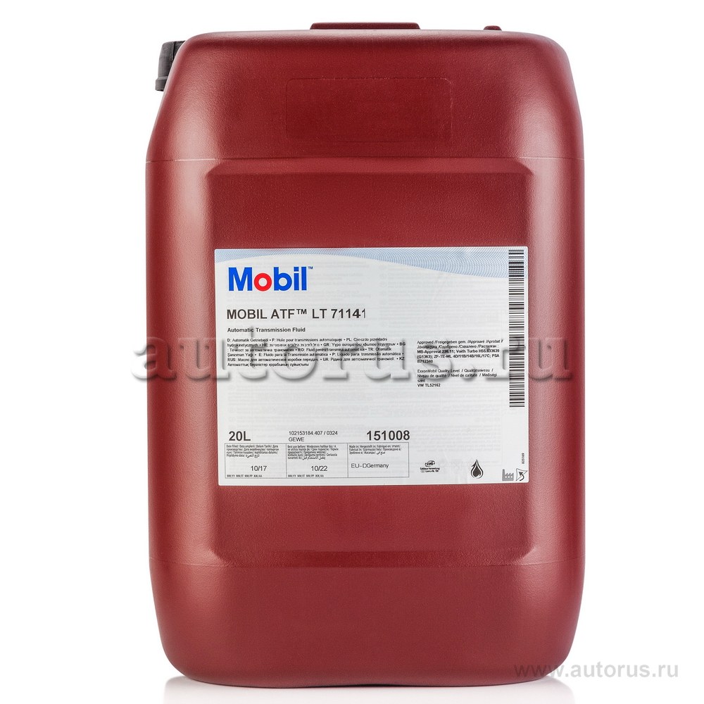 Масло трансмиссионное MOBIL ATF LT 71141 минеральное 20 л 151008