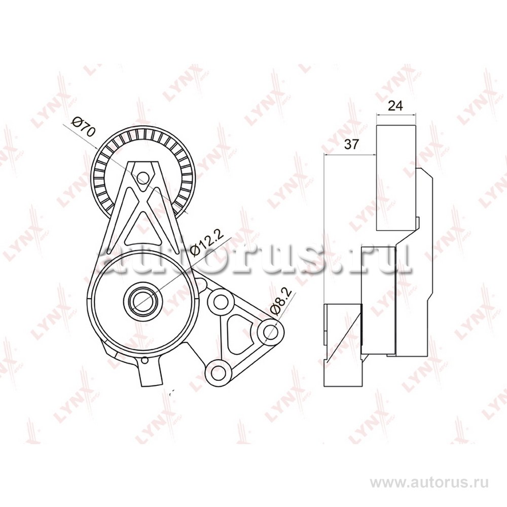 Натяжитель с роликом приводной AUDI A3 1.6-1.8T 96-08 / TT 1.8T 98-06, SKODA Fabi LYNXauto PT-3004