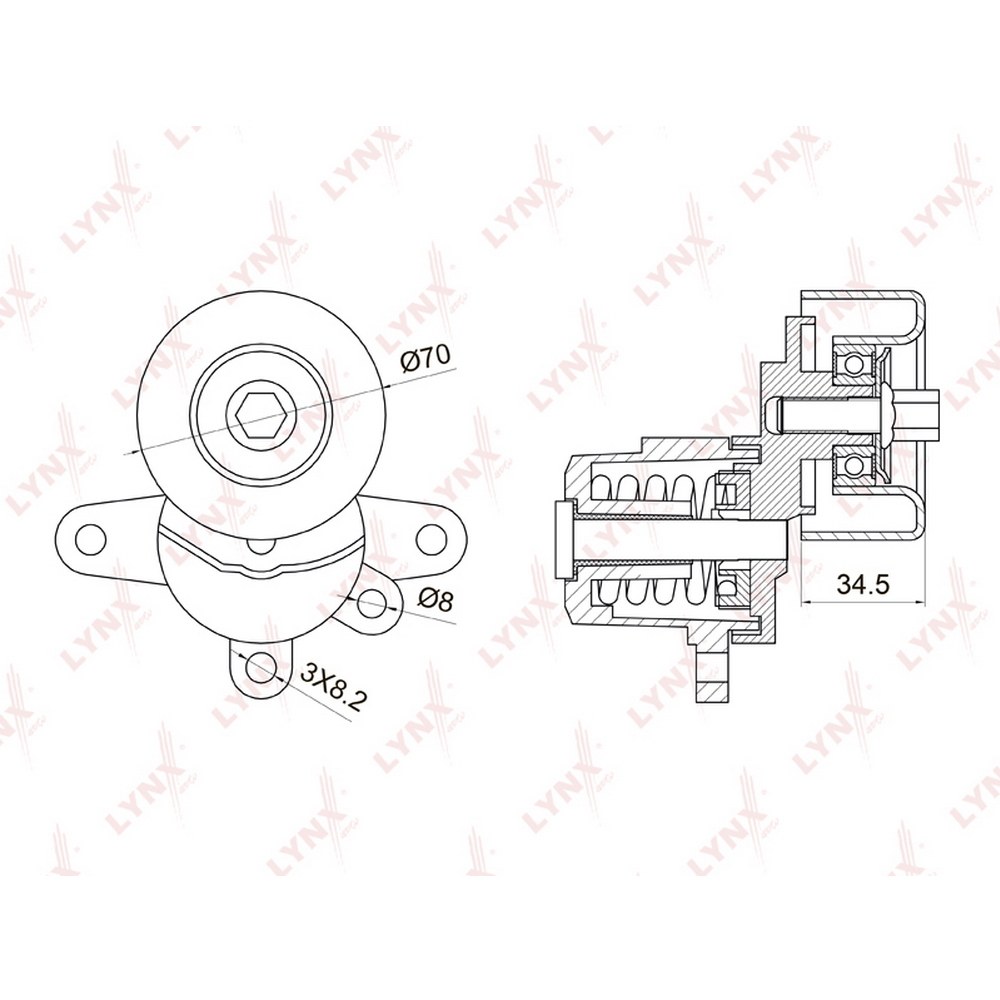 Натяжитель с роликом / приводной LYNXauto PT-3028