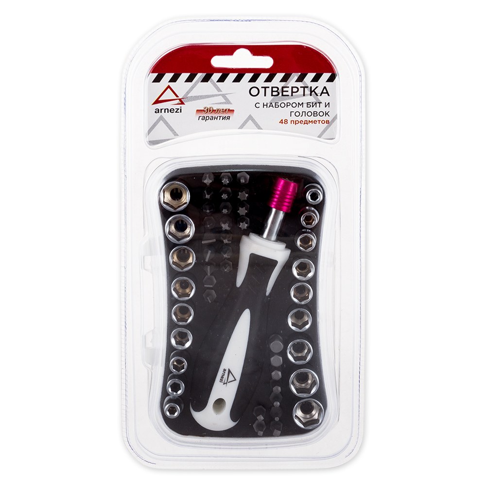 Отвертка с набором бит и головок 48 пр. ARNEZI R2040009