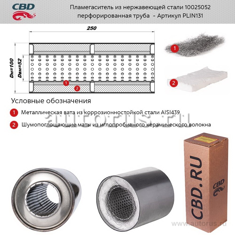 Пламегаситель 10025052 перфорированный внутр. узел, из Нерж.стали. CBD. PLIN131
