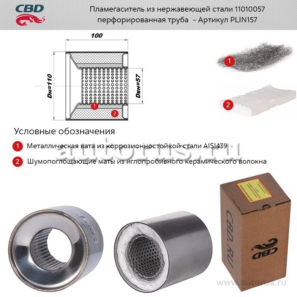 Пламегаситель коллекторный 11010057 перфорированный, из Нерж.стали. CBD. PLIN157