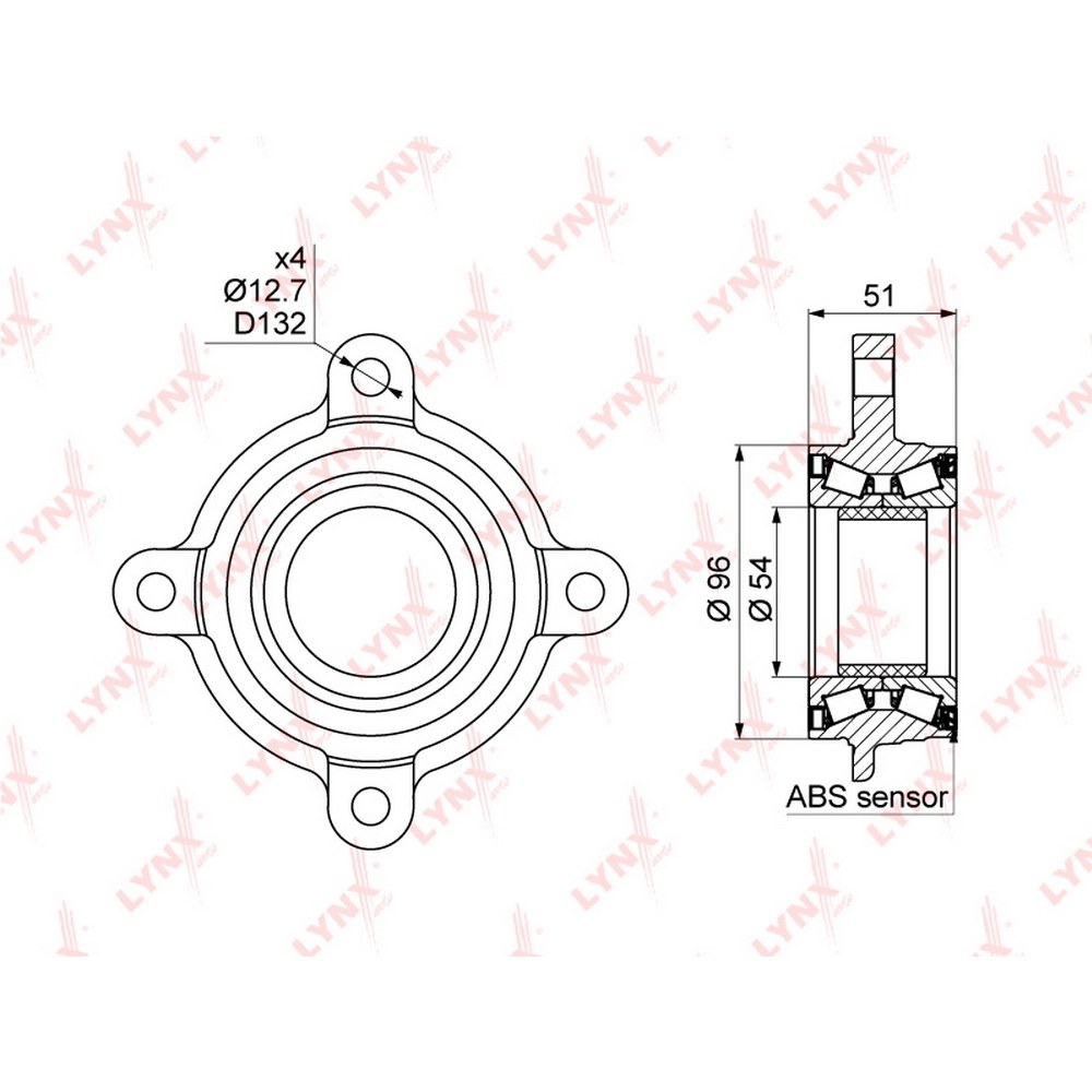 Подшипник ступицы передний LYNXauto WB-1028