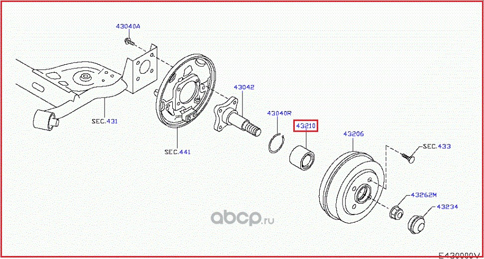 Подшипник ступицы задний NISSAN 43210-AZ300