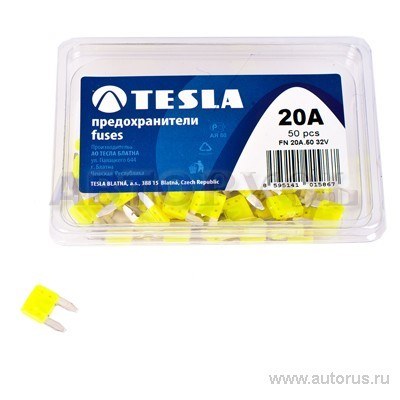 Предохранитель флажковый FN 20А мини TESLA FN20A.50