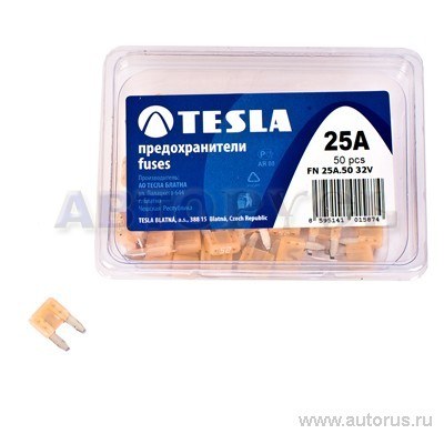 Предохранитель флажковый FN 25А мини TESLA FN25A.50