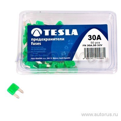 Предохранитель флажковый FN 30А мини TESLA FN30A.50