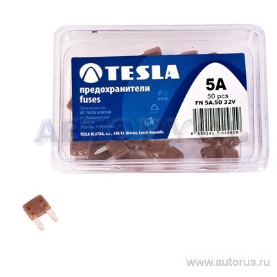 Предохранитель флажковый FN 5А мини TESLA FN5A.50