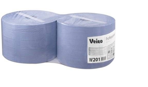 Салфетка бумажная двухслойная протирочная Veiro Professional W201 24x35 см голубая рулон1000 листов
