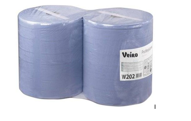 Салфетка бумажная двухслойная протирочная W202 33x35 см 1000 листов рулон голубая Veiro Professional w202