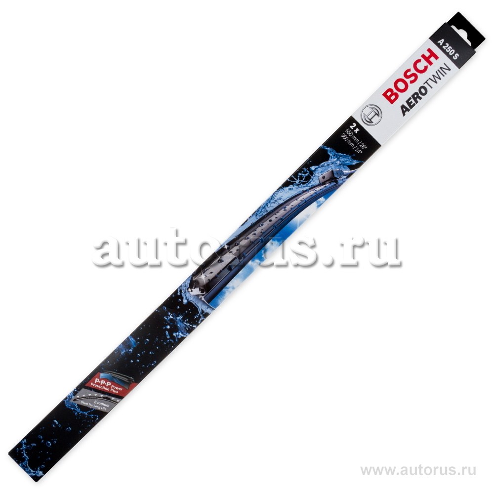 Щетка стеклоочистителя 650/360 мм бескаркасная комплект 2 шт BOSCH AeroTwin 3 397 014 250