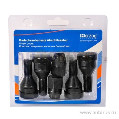 Секретки колесные болт M12x1.25x25 черный HERZOG HL1 1040