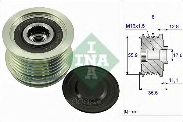 Шкив генератора (с обгонной муфтой) для AUDI A4/A6 7/00-> INA 535 0041 10