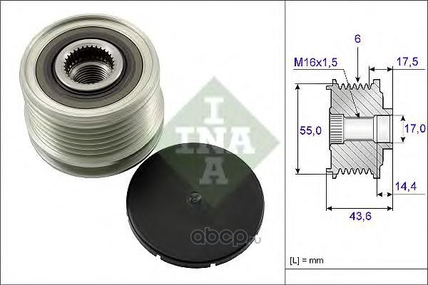 Шкив генератора (с обгонной муфтой) для RENAULT/NISSAN 1.4/1.6/1.5DCI INA 535 0105 10