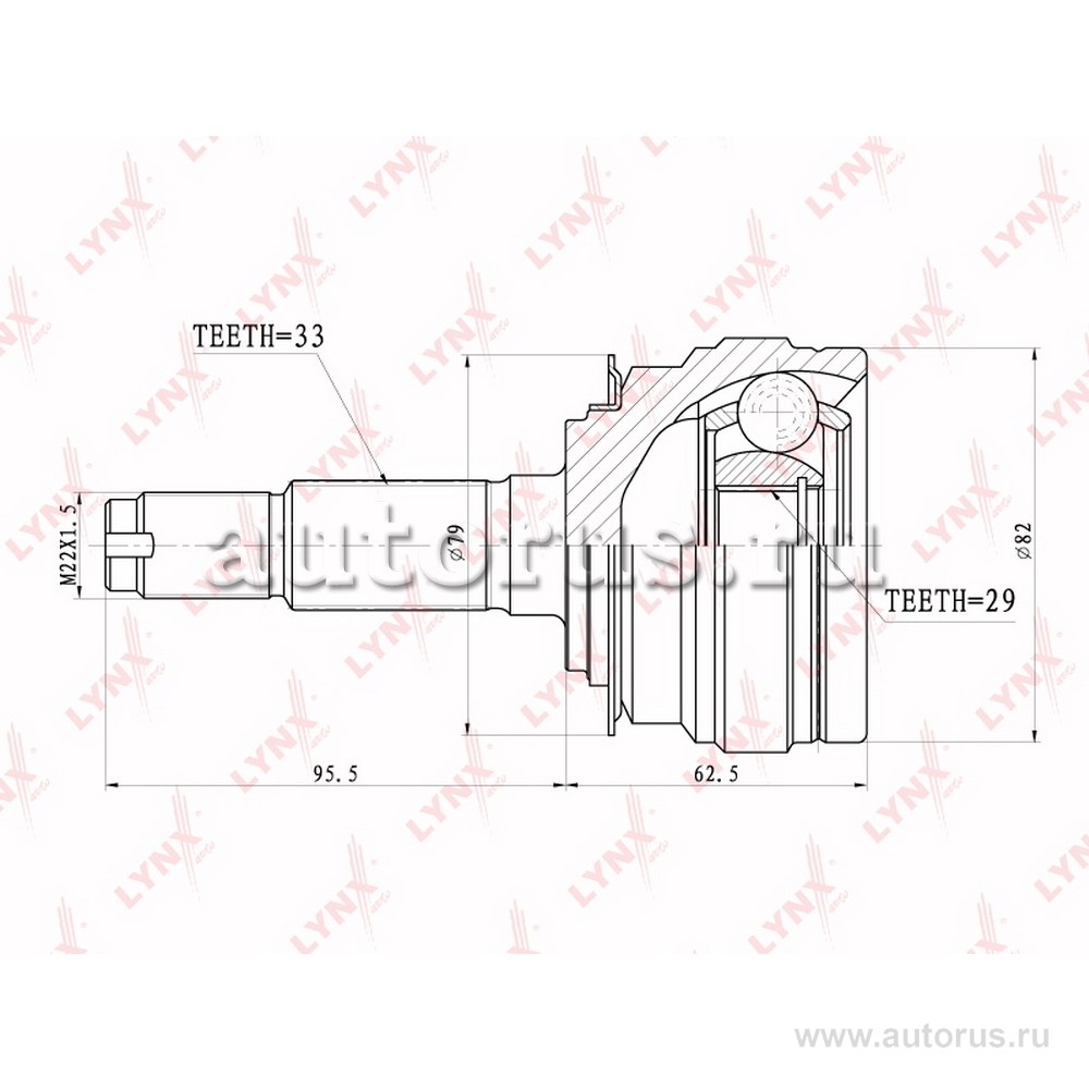 ШРУС наружный DAEWOO Lanos/Nexia (DOHC)/Espero (33/29 шл) LYNXauto CO-1801