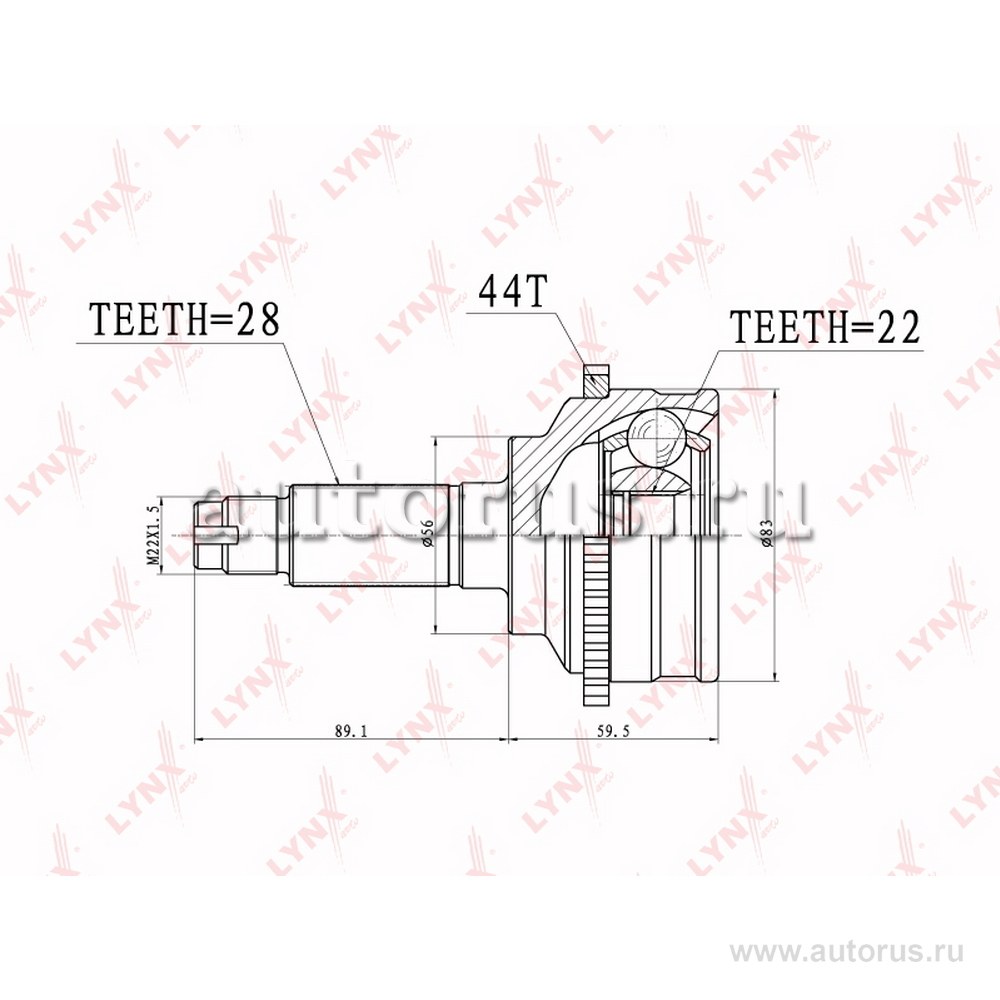 ШРУС наружный KIA Spectra/Shuma/Sephia II ABS+/МКПП LYNXauto CO-3630A