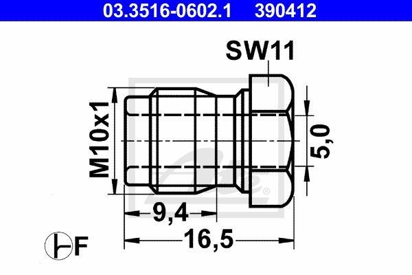 Штуцер тормозной системы UNIVERSAL /M10x1mm/d=5,0mm/L=16,5mm ATE 03.3516-0602.1