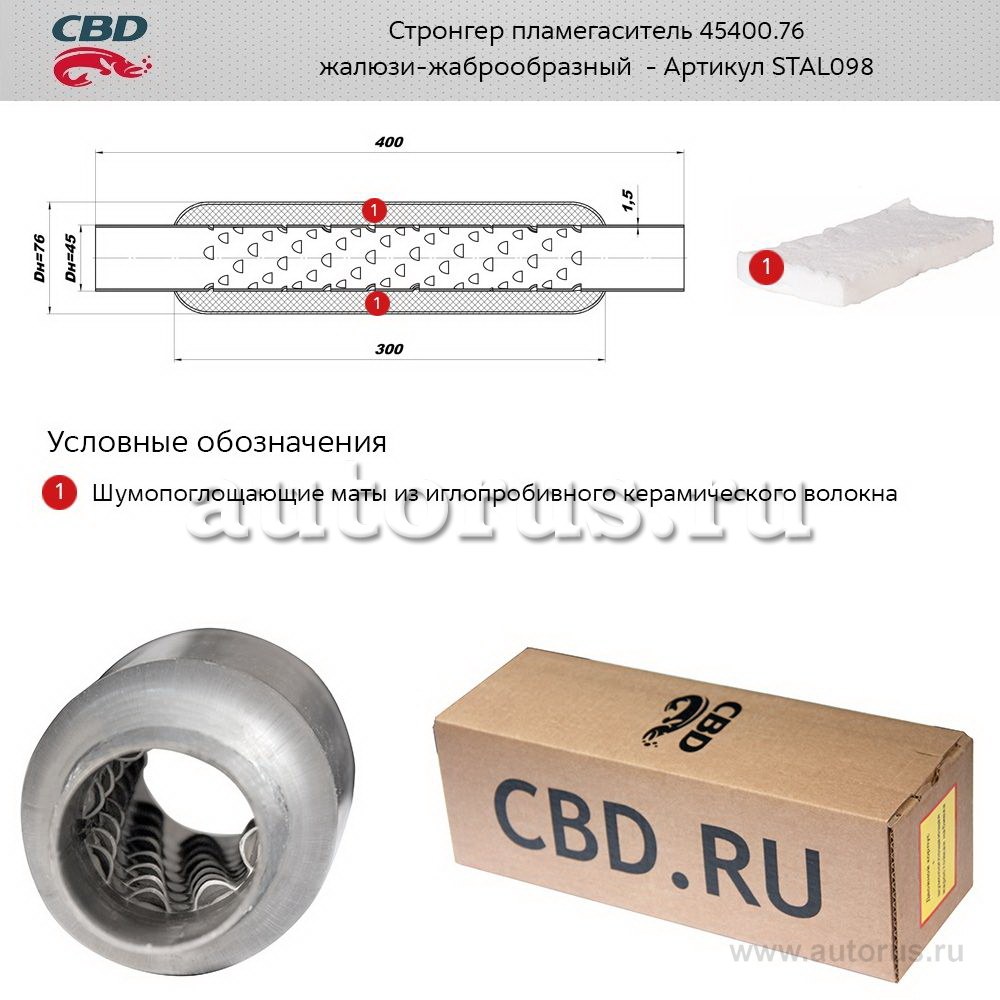 Стронгер жаброобразный внутренний узел для UNIVERSAL /D=76x45mm L=400mm CBD STAL098
