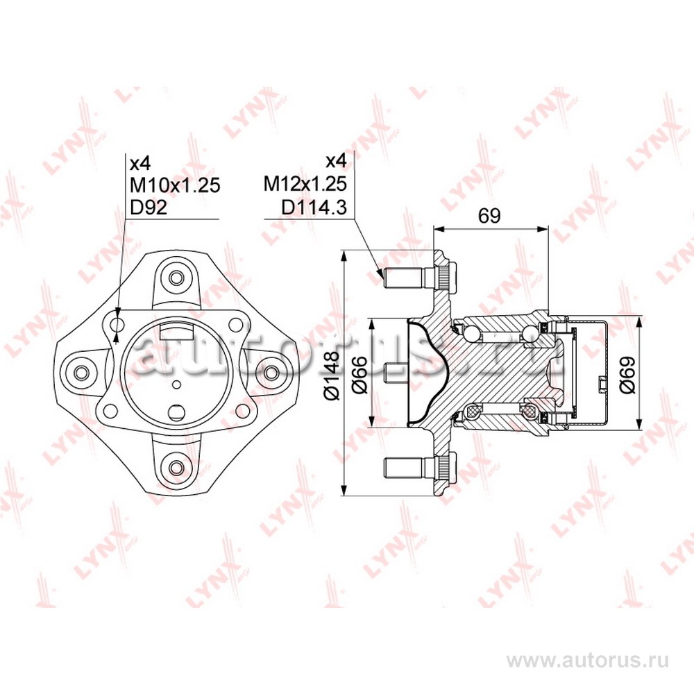 Ступица задняя в сборе NISSAN Tiida 07-> LYNXauto WH-1073