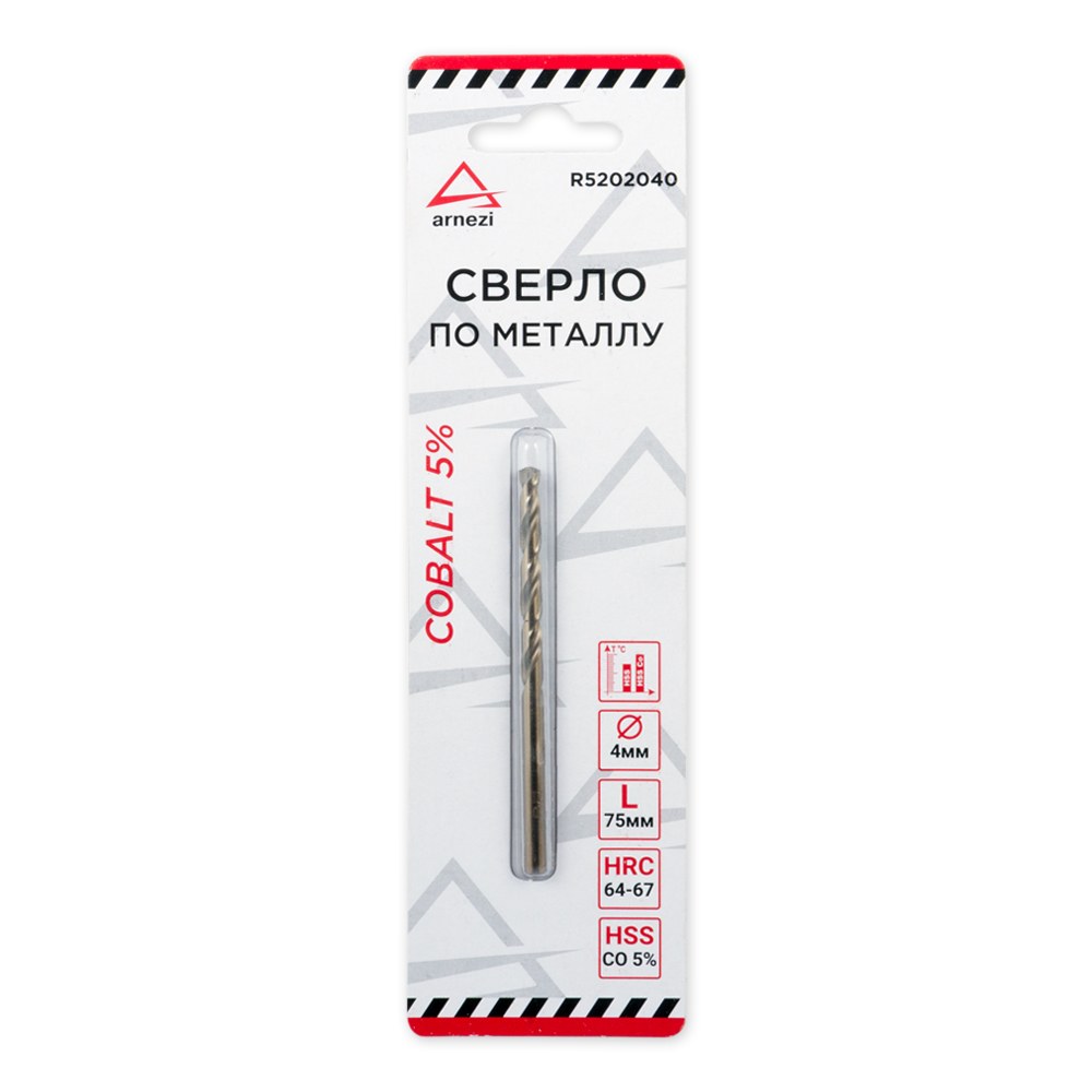 Сверло по металлу HSS 4.0 мм Cobalt 5% ARNEZI R5202040
