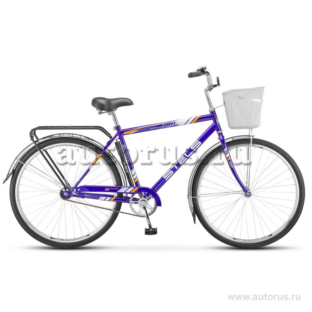 Велосипед 28 дорожный STELS Navigator 300 Gent (2018) количество скоростей 1 рама сталь 20 синий, с корзиной