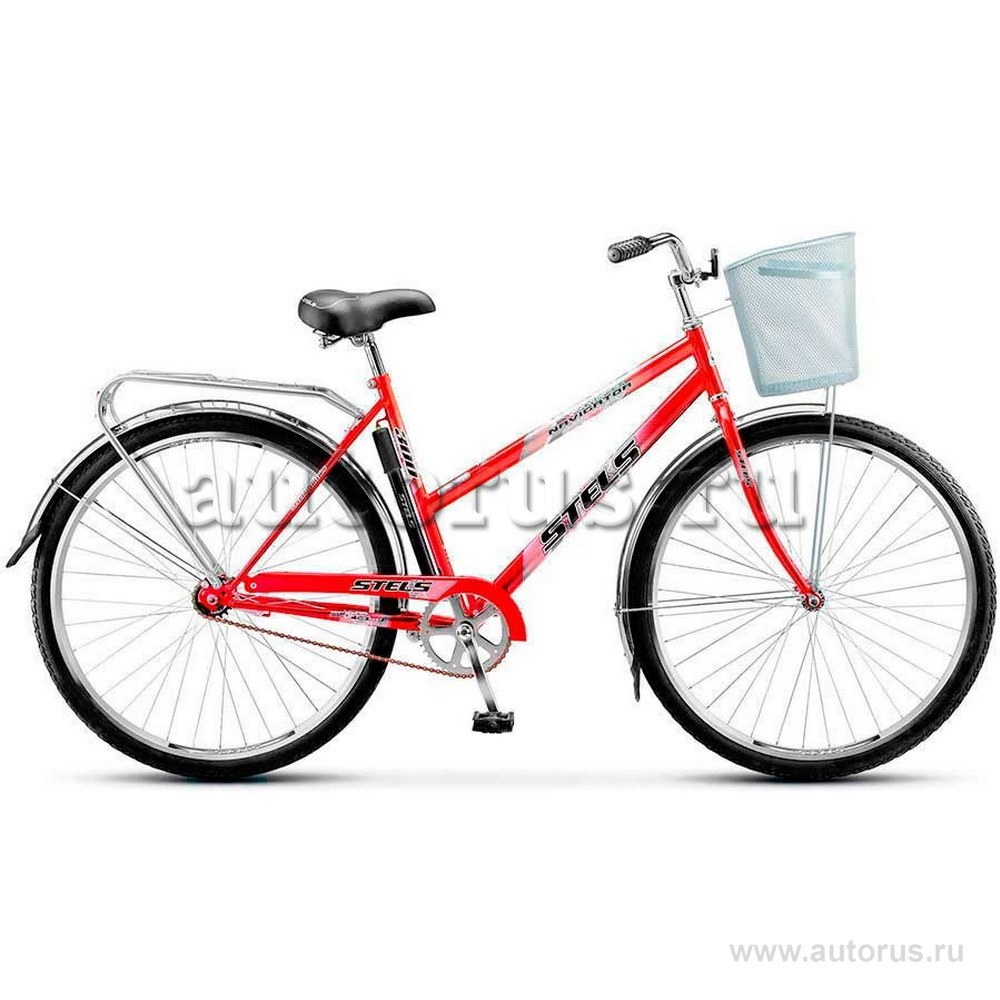 Велосипед 28 дорожный STELS Navigator 300 Lady (2018) количество скоростей 1 рама сталь 20 красный с корзиной