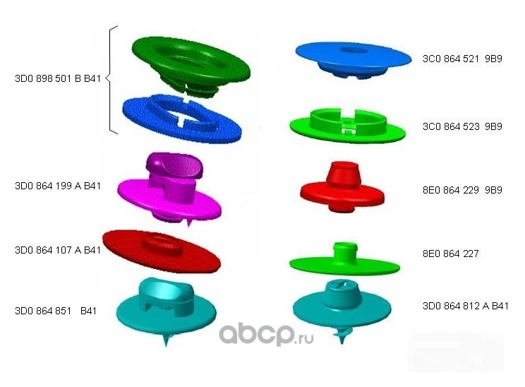 Заглушка ковра напольного VAG 3D0 864 812A B41