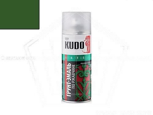 Грунт-эмаль KUDO по ржавчине (3 в 1) зеленая RAL 6002 (520мл) (KU-316002)