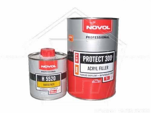 Грунт акриловый (2-комп.) 4+1 Novol MS Protect 300 (1л+0,25 л) комплект, черный с отвердителем (NOVO