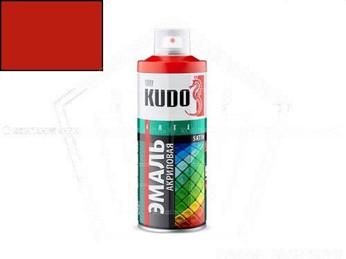 Краска-спрей KUDO акриловая Satin RAL 3020 (520мл) алая, полуматовая (KU-0A3020)