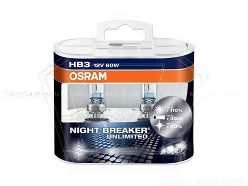 Лампа галогеновая H1 12V  55W OSRAM Night Breaker +100% Р14,5s (2шт в короб.) ORIGINAL (64150NBS-Duo