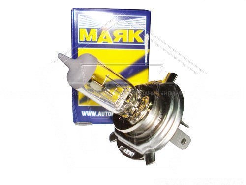 Лампа галогеновая H4 12V  60/55W МАЯК +30% SUPER LIGHT (52420SL)