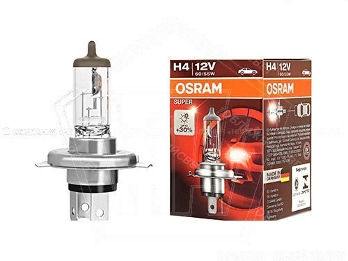 Лампа галогеновая H4 12V 60/55W OSRAM Super +30% P43Т-38 (64193 SUP*)