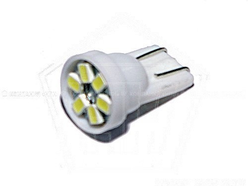 Лампа светодиод 12V Т10(W5W) KS-AUTO без цоколя 6SMD, белая 1-конт., габариты (T10 SMD 6)